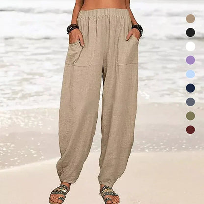✨Last Day 49% OFF✨Women's Solid Color Loose Cotton And Linen Casual Pants Buy 2 Get Free Shipping Today
