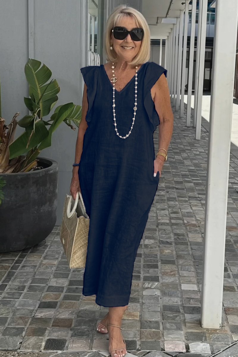 Women Cotton And Linen Casual Summer Beach Dress