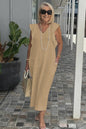 Women Cotton And Linen Casual Summer Beach Dress