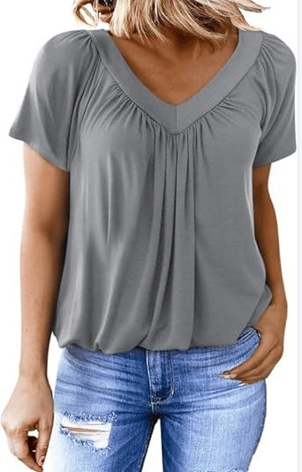 Women's Casual Short Sleeve V Neck Basic T-shirts