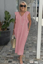 Women Cotton And Linen Casual Summer Beach Dress