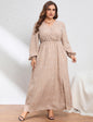 Women Plus Size Wrap Empire Waist Side Split A Line Casual Dress