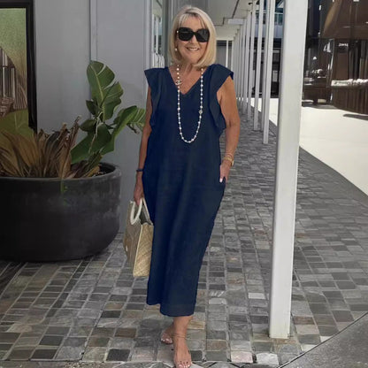 Women Cotton And Linen Casual Summer Beach Dress