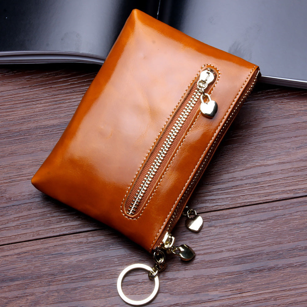 Retro Genuine Leather Coin Purse – Compact and Stylish Card Holder