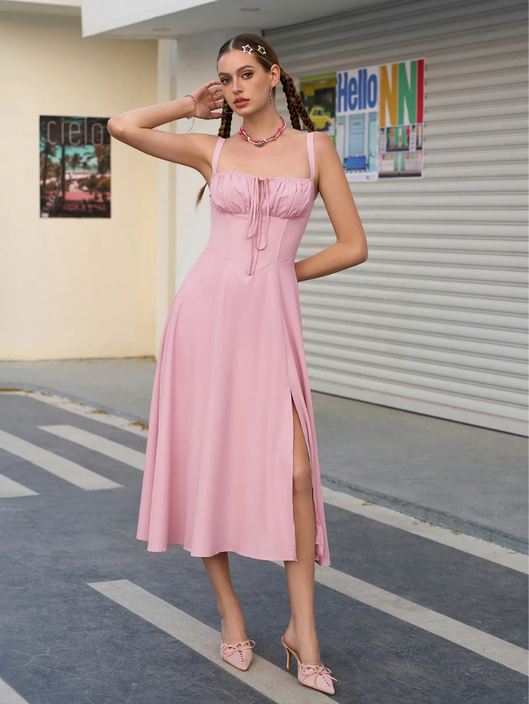 ✨Last Day 49% OFF✨Ruched Bust Split Thigh Cami Dress-Buy 2 Get Free Shipping Today