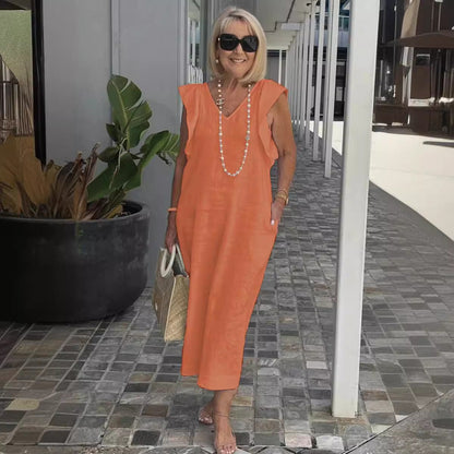 Women Cotton And Linen Casual Summer Beach Dress