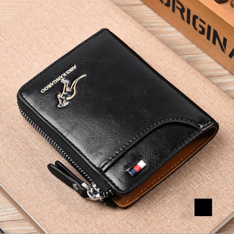 Men Wallet Zipper Purse with Rfid Protected