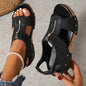Stylish Zipper Retro Wedge Sandals