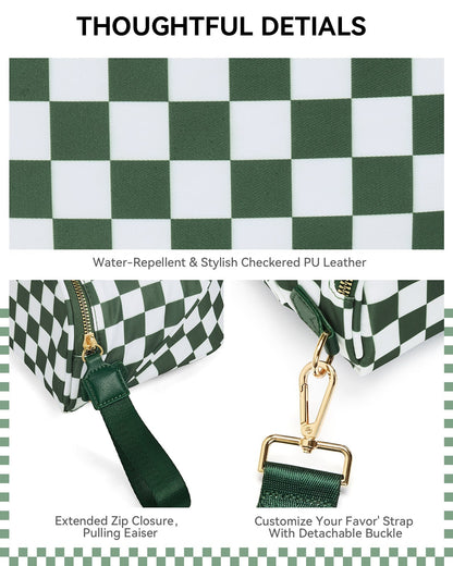 ✨Last Day 49% OFF✨Checkered Leather Bum & Crossbody Bag – RFID Protected-Buy 2 Get Free Shipping Today