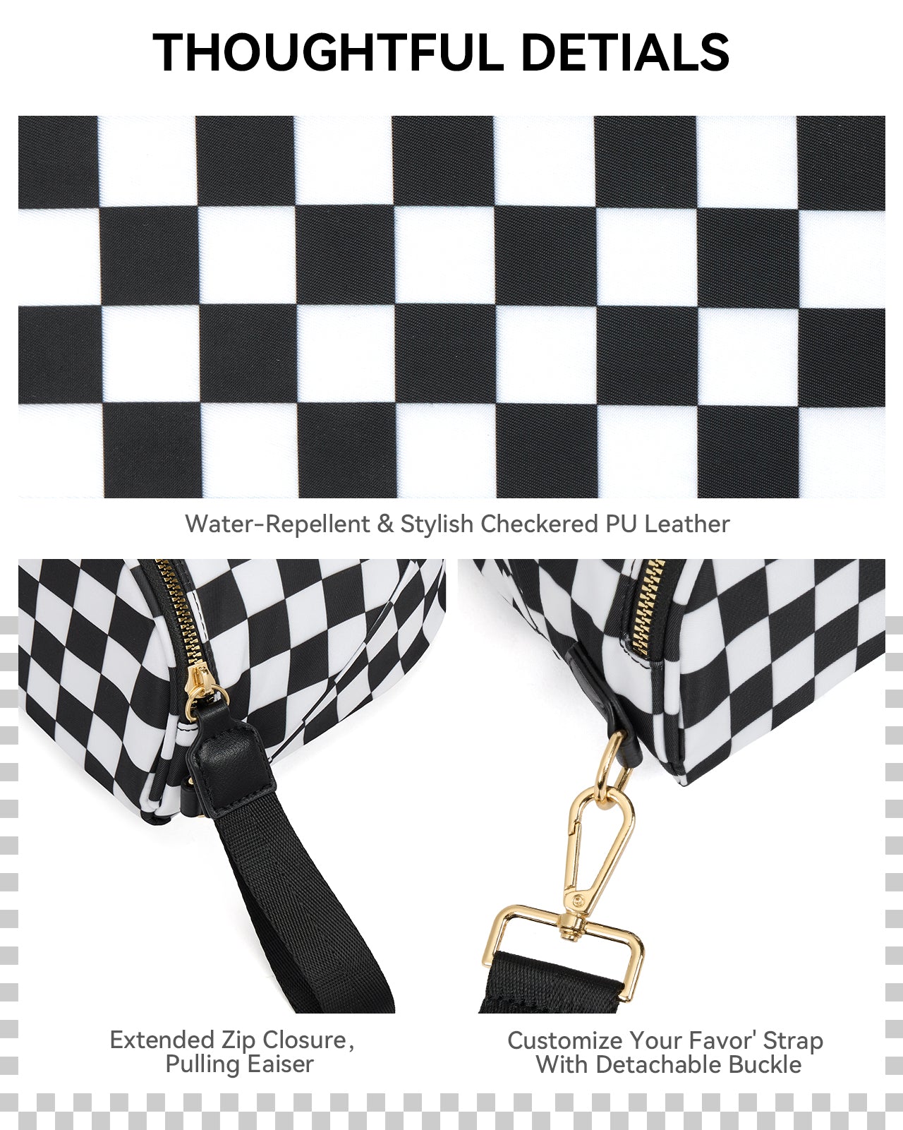 ✨Last Day 49% OFF✨Checkered Leather Bum & Crossbody Bag – RFID Protected-Buy 2 Get Free Shipping Today