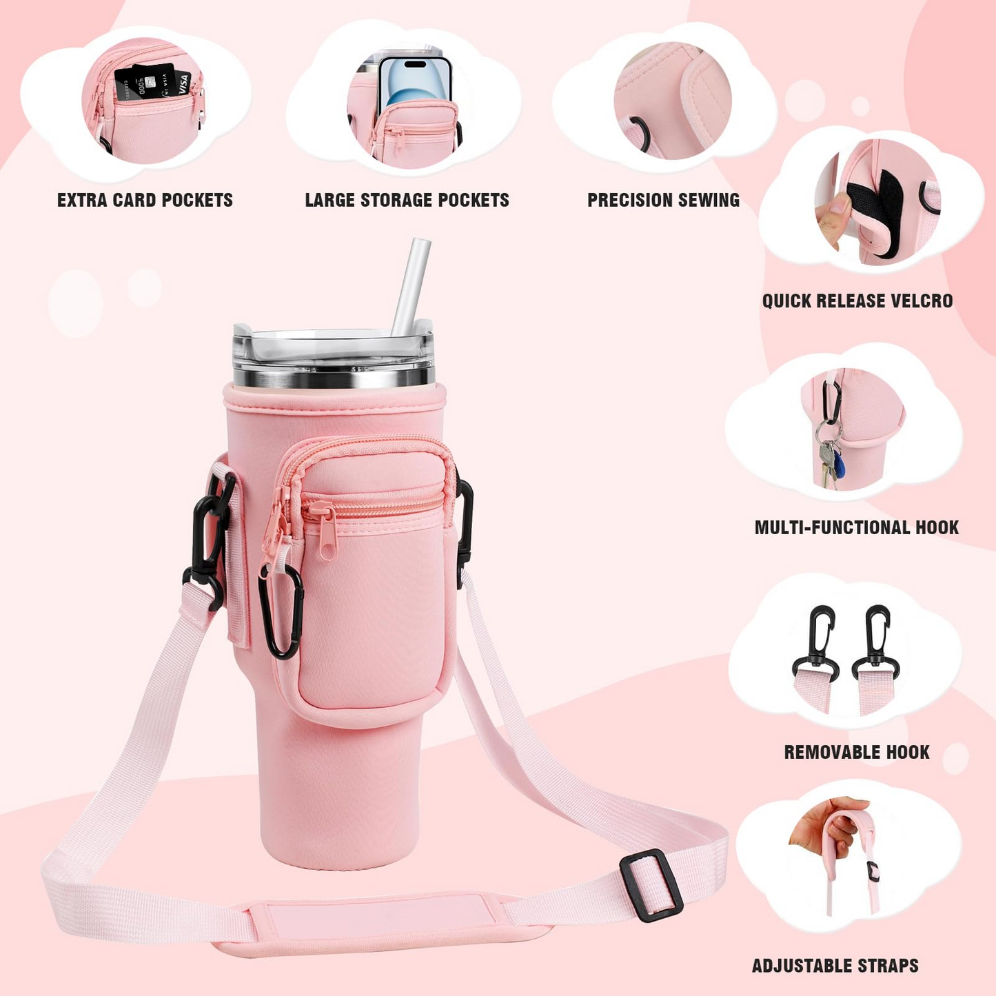 50Pack Carrier Bag for Stanley 40oz Tumbler with Adjustable Shoulder Strap