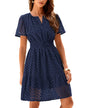 Women V Neck Lace A Line Summer Dress