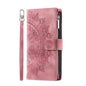 Luxury Leather Embossed Card Slots Zipper Wallet Case for iPhone
