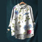 Women'S Tops V-Neck Printed Exquisite Linen Shirt