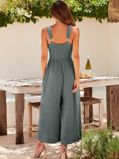 V-neck high waisted jumpsuit