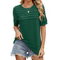 Women's Short Sleeve Pleated Front Scooped Neck Tops
