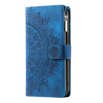 Luxury Leather Embossed Card Slots Zipper Wallet Case for Sumsung