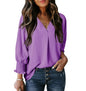Women's Tight Loose Top V Neck Casual Loose Cropped Sleeve Shirt