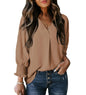 Women's Tight Loose Top V Neck Casual Loose Cropped Sleeve Shirt