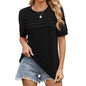 Women's Short Sleeve Pleated Front Scooped Neck Tops