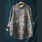 Women'S Tops V-Neck Printed Exquisite Linen Shirt