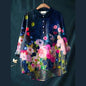 Women'S Tops V-Neck Printed Exquisite Linen Shirt