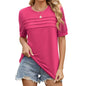 Women's Short Sleeve Pleated Front Scooped Neck Tops