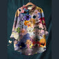 Women'S Tops V-Neck Printed Exquisite Linen Shirt