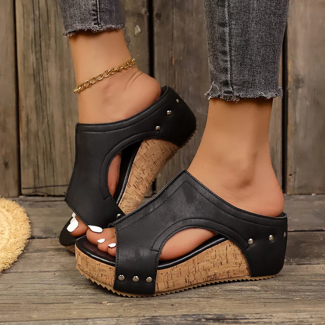 Orivele Studded Comfort Wedge Sandals