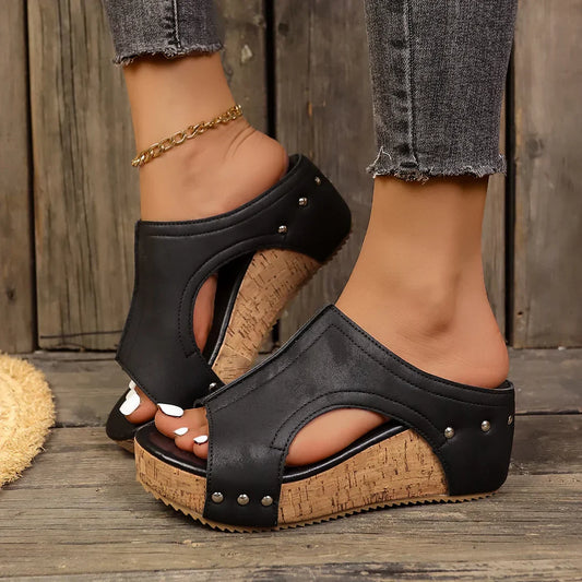 Orivele Studded Comfort Wedge Sandals