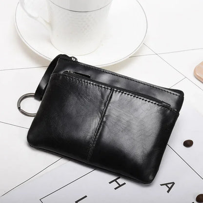 Retro Genuine Leather Coin Purse – Compact and Stylish Key Holder