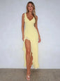Aure Paris Slit Maxi Ruffled Dress