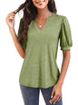Hot Sale-2025 Fall Puff Sleeve Loose Dressy Blouses