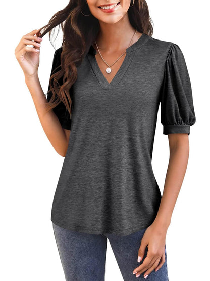 Hot Sale-2025 Fall Puff Sleeve Loose Dressy Blouses