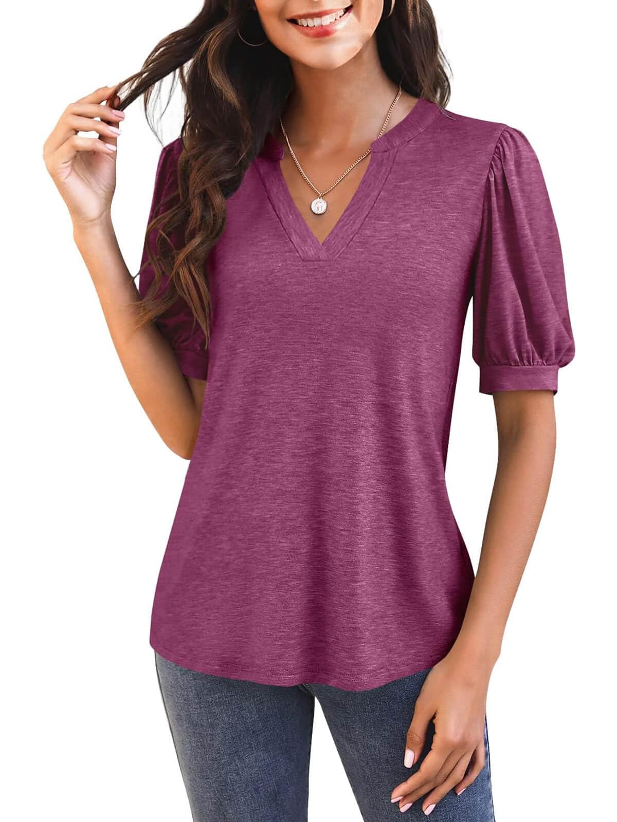 Hot Sale-2025 Fall Puff Sleeve Loose Dressy Blouses
