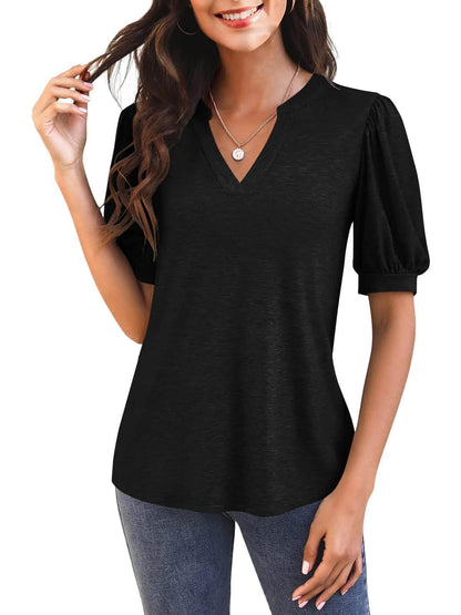 Hot Sale-2025 Fall Puff Sleeve Loose Dressy Blouses