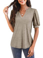 Hot Sale-2025 Fall Puff Sleeve Loose Dressy Blouses