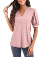 Hot Sale-2025 Fall Puff Sleeve Loose Dressy Blouses