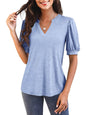 Hot Sale-2025 Fall Puff Sleeve Loose Dressy Blouses