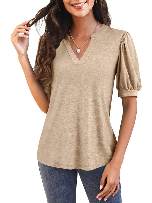 Hot Sale-2025 Fall Puff Sleeve Loose Dressy Blouses