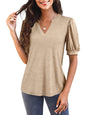 Hot Sale-2025 Fall Puff Sleeve Loose Dressy Blouses