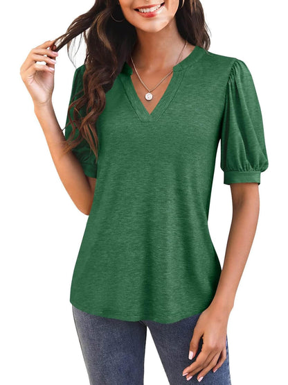 Hot Sale-2025 Fall Puff Sleeve Loose Dressy Blouses