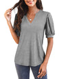 Hot Sale-2025 Fall Puff Sleeve Loose Dressy Blouses