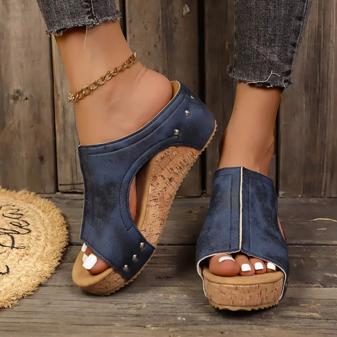 Orivele Studded Comfort Wedge Sandals