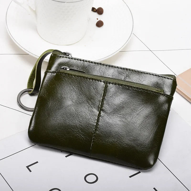 Retro Genuine Leather Coin Purse – Compact and Stylish Key Holder