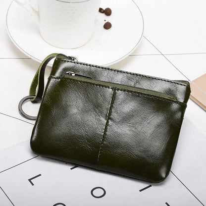 Retro Genuine Leather Coin Purse – Compact and Stylish Key Holder