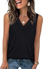 Women's Sleeveless V-Neck Slimming Loose Fit Casual Tank Top T-Shirt