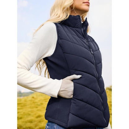 Lightweight Comfort: Women’s Sleeveless Puffer Zip Vest Outerwear