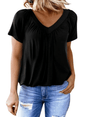 Women's Casual Short Sleeve V Neck Basic T-shirts