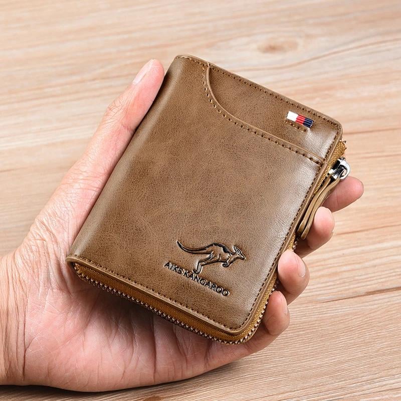 Men Wallet Zipper Purse with Rfid Protected